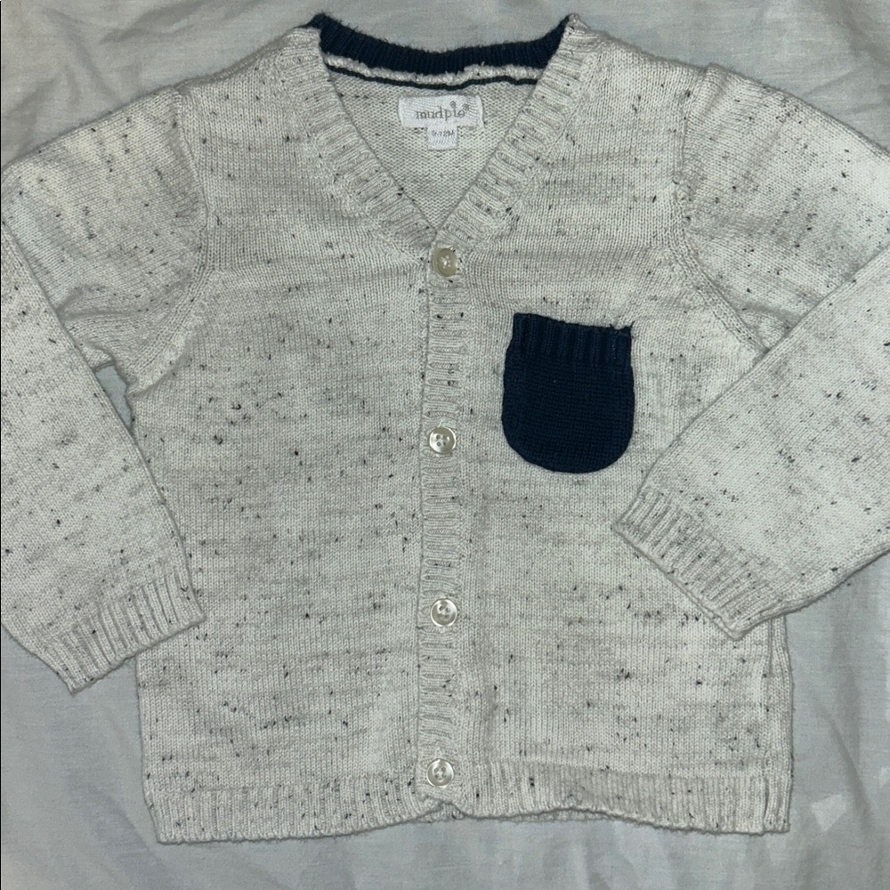Mud Pie Cotton Blend Boys Button Up Cardigan 9 - 12 months